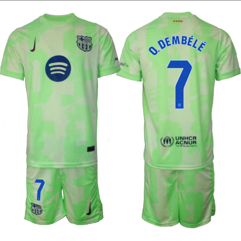 Men 2024-2025 Club Barcelona away Green #7 Soccer Jersey->barcelona jersey->Soccer Club Jersey